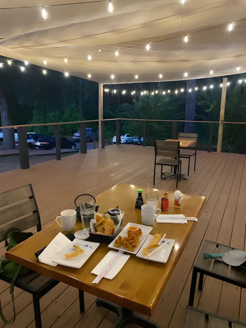 Outdoor patio seating at Sake Café Pensacola
